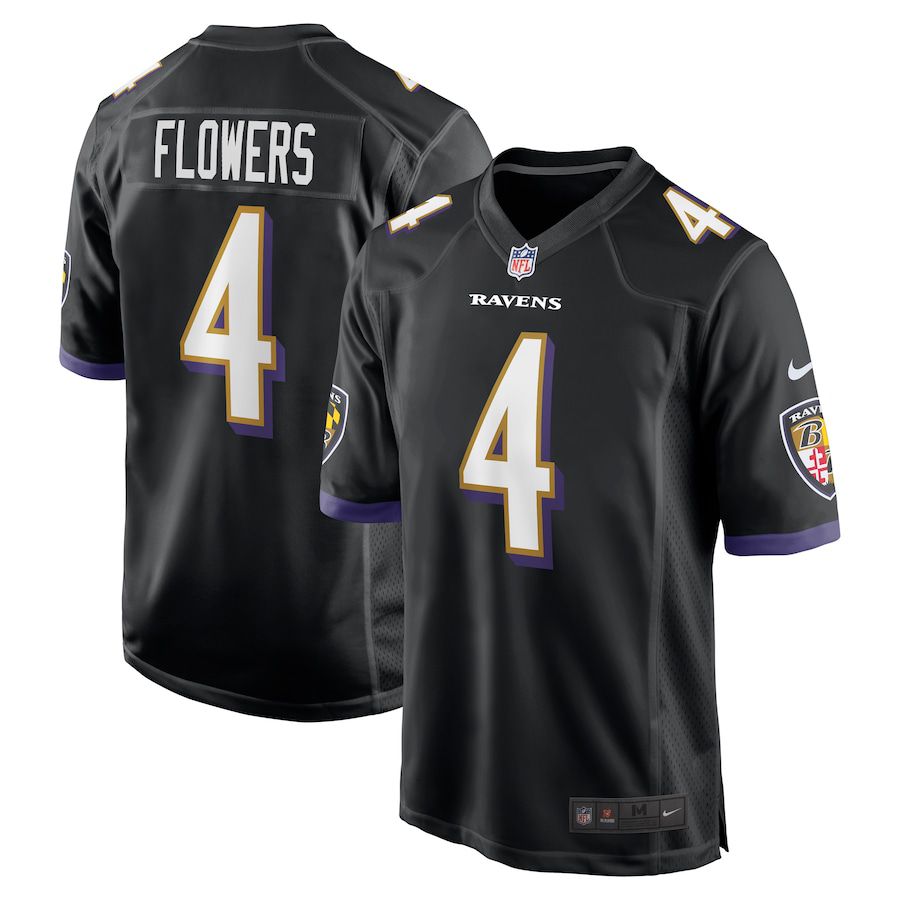 Men Baltimore Ravens #4 Zay Flowers Nike Black Team Game NFL Jersey->youth nfl jersey->Youth Jersey